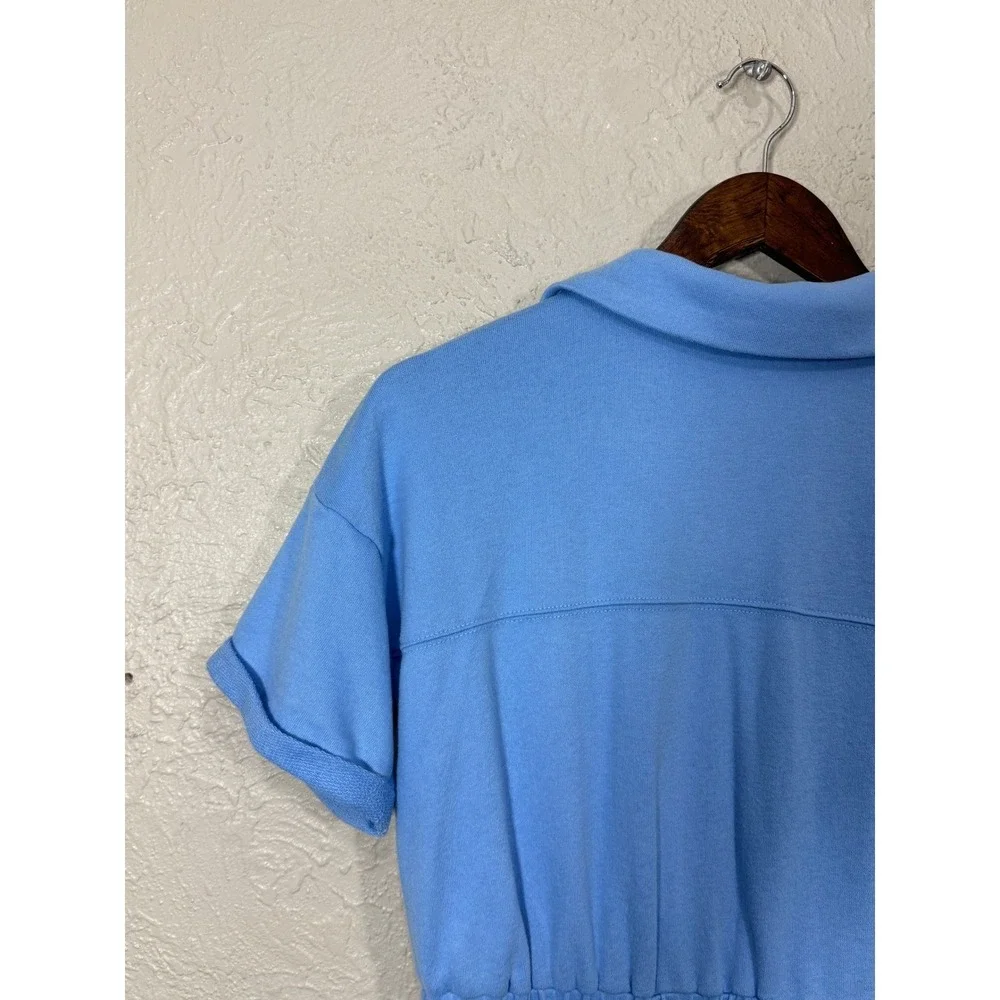 abercrombie kids Terry Romper 15/16 1/2 Zip Elastic Fleece Sky Blue Beach Resort